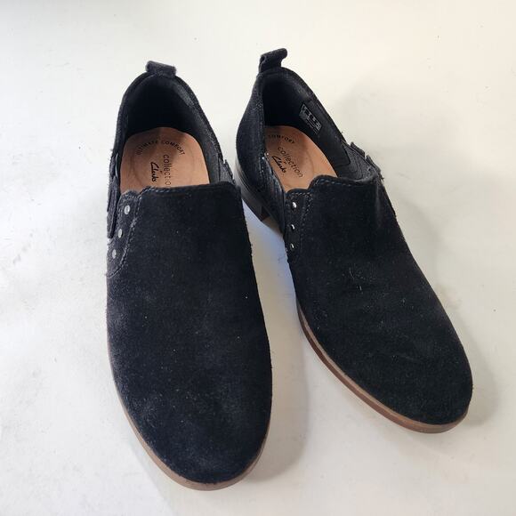 Clarks Collection Trish Bell Studded Bootie Women's 8M Black Suede Low Boot - Picture 2 of 8